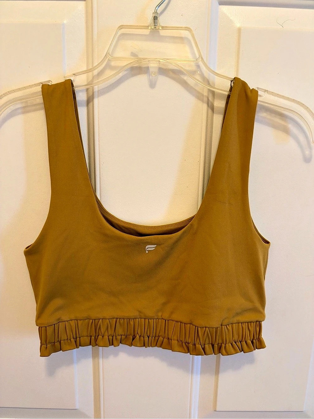 Fabletics Yellow Ruffle Hem Crop Top